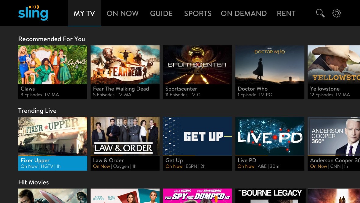 Sling TV Adds a New “Trending Live” Ribbon on Roku