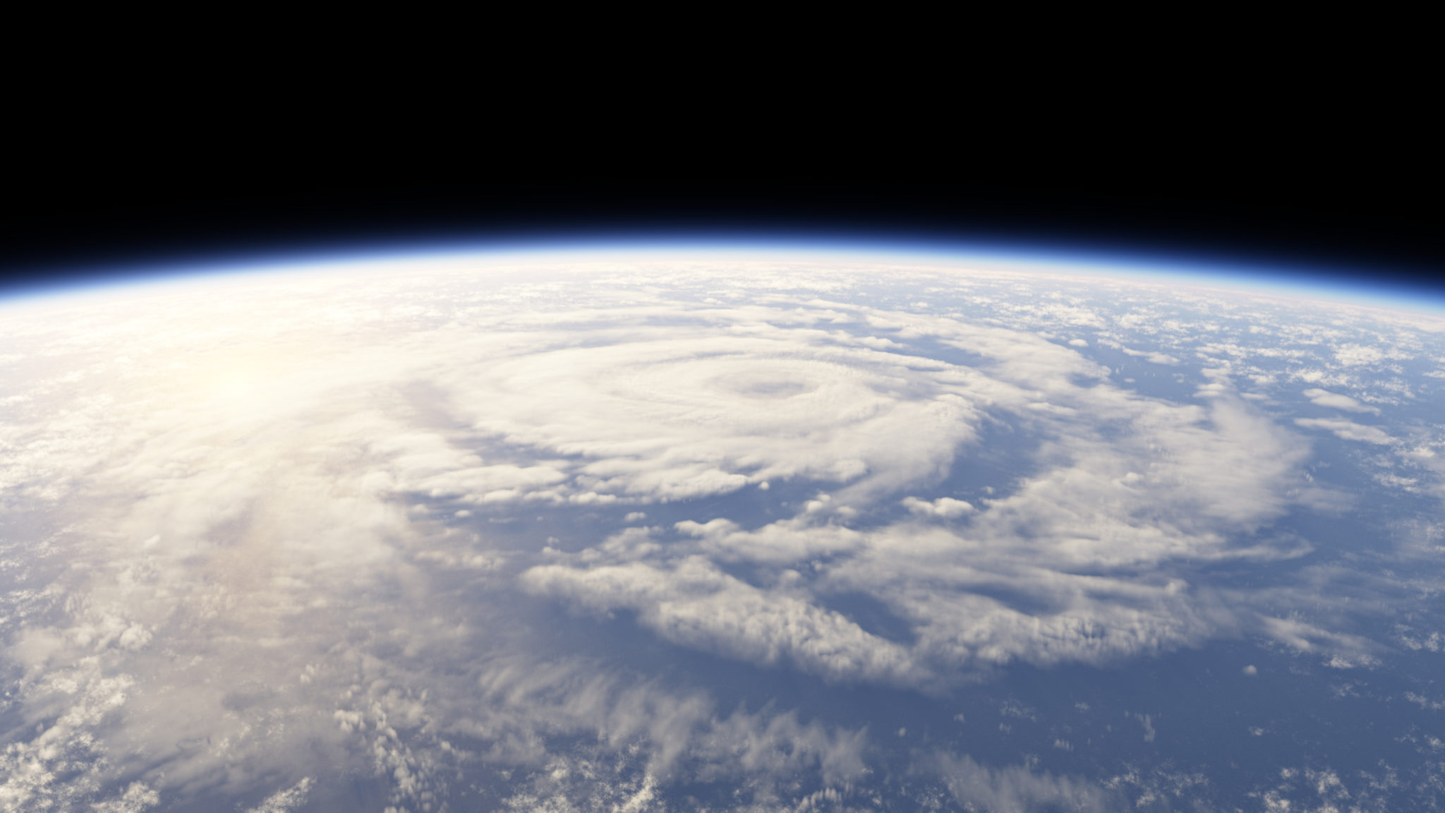 View from space of a hurricane on earth