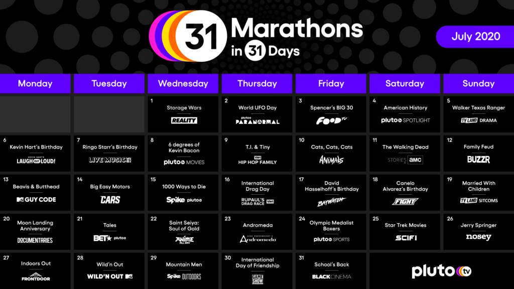 Pluto TV Will Air 31 TV & Movie Marathons Throughout July ...