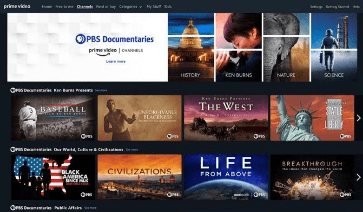 PBS Launches PBS Documentaries Channel on Amazon Prime