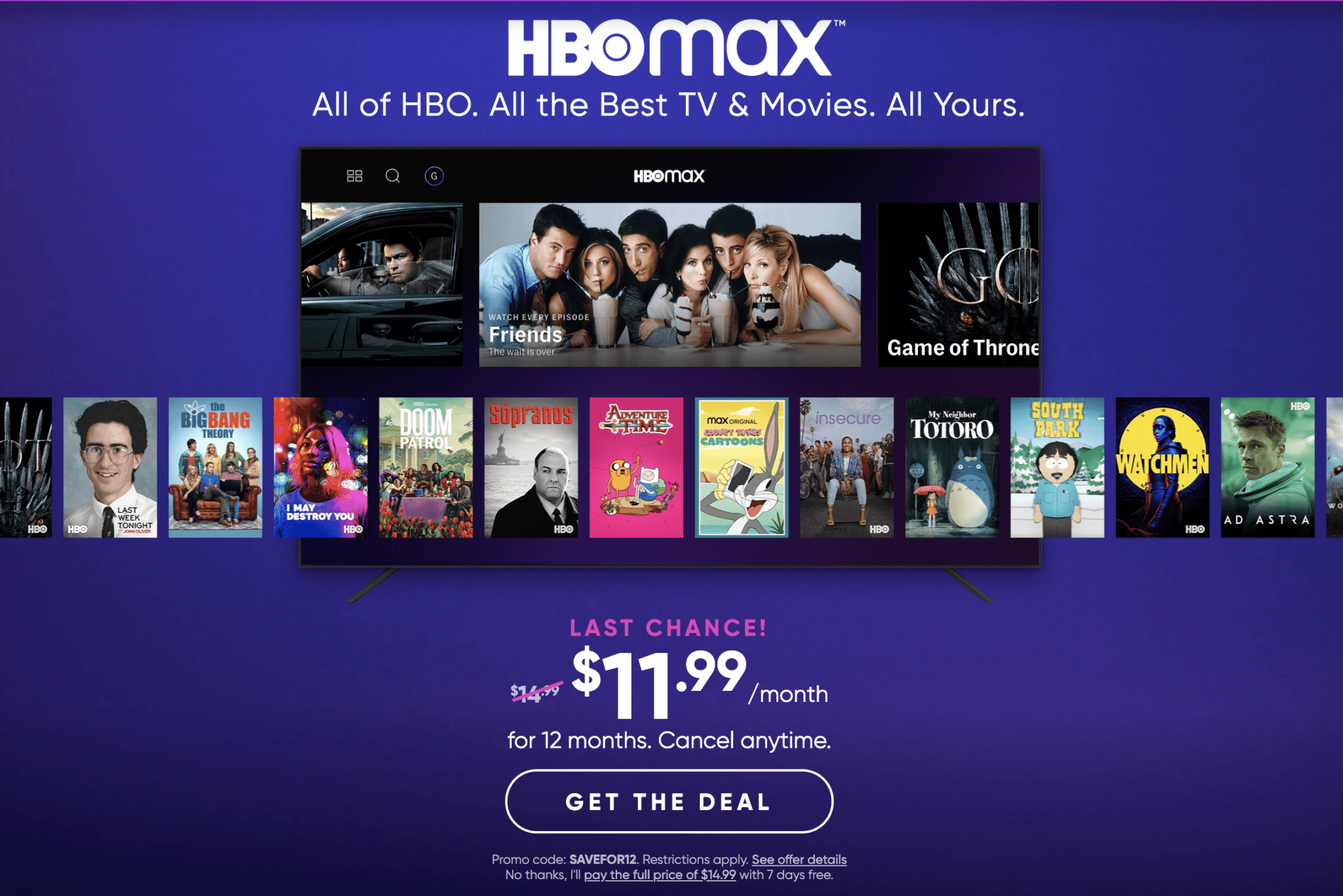 Last Chance Get 1 Year of HBO Max for a Special Discount with Code