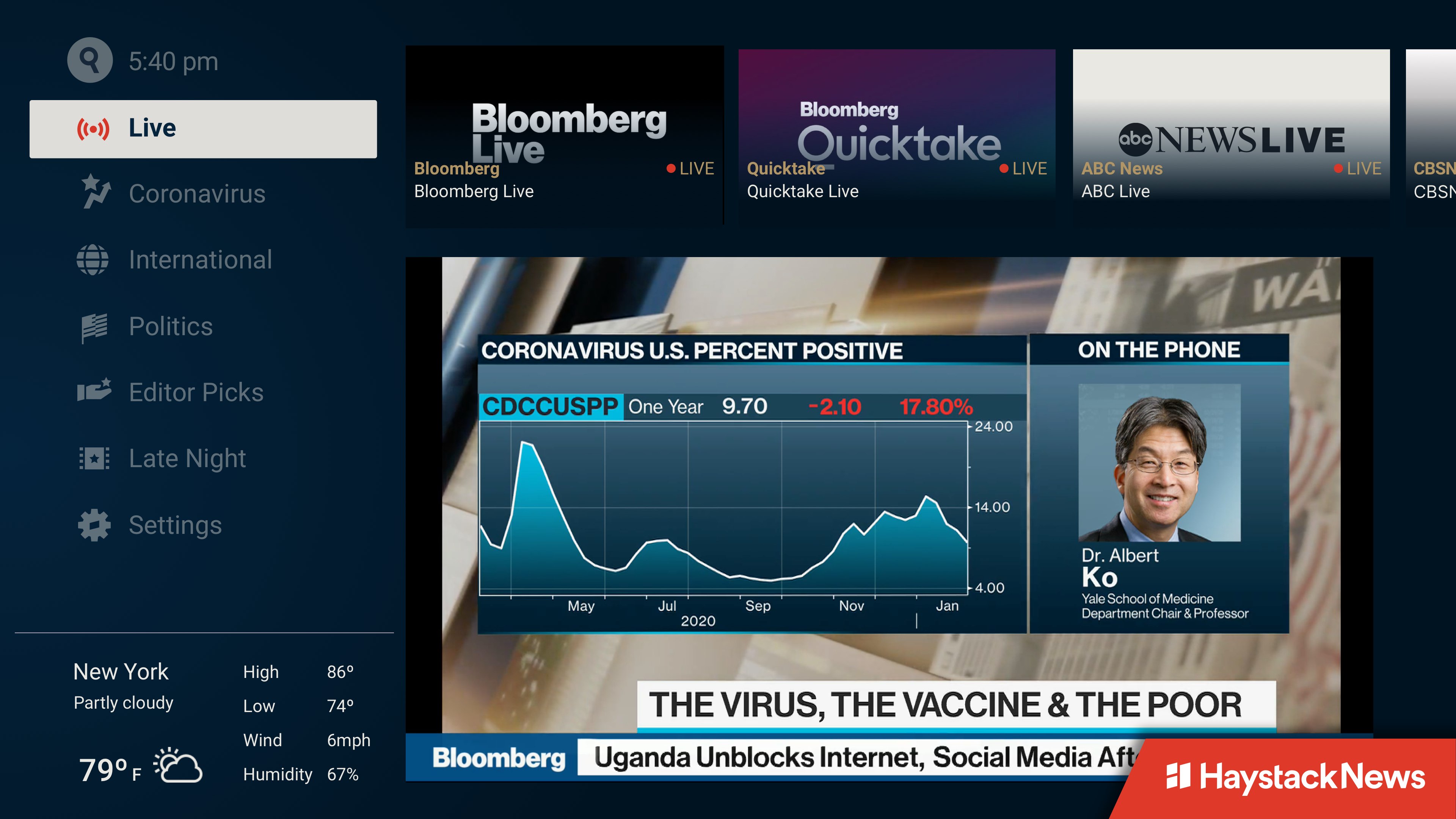 Haystack News Adds Bloomberg Channels to Its News Lineup