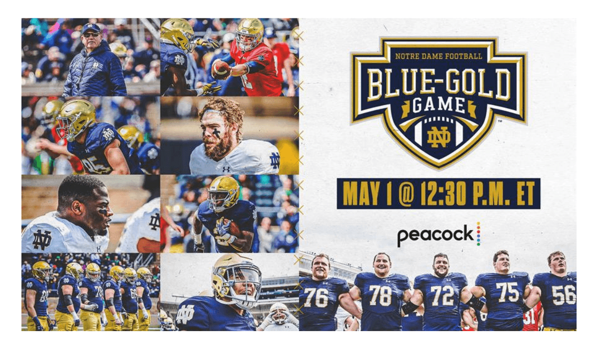 Watch Notre Dame Football and More On Peacock’s Weekend Sports Line Up for April 30, 2021
