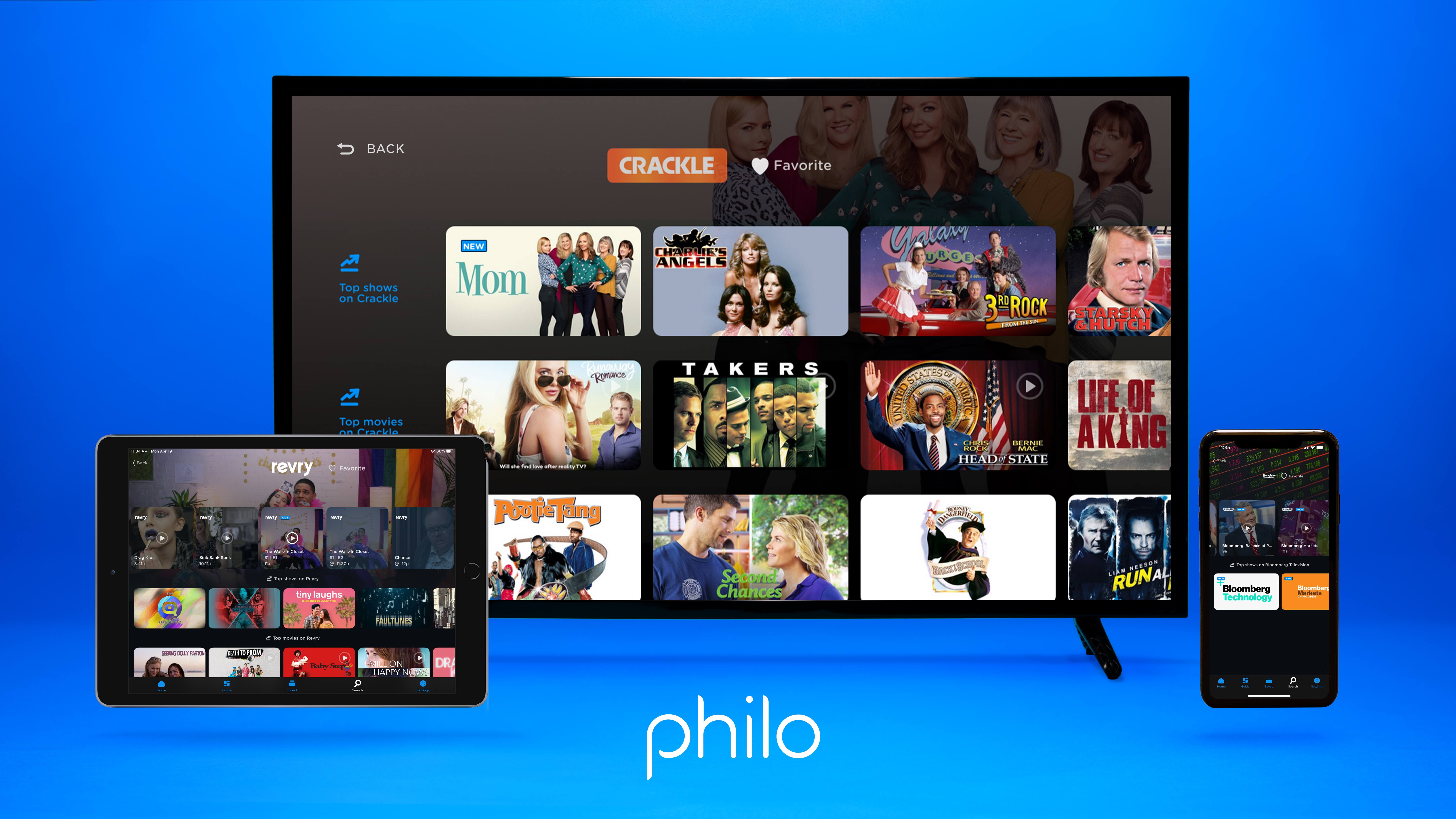 Philo Adds Crackle, Bloomberg TV, and Revry