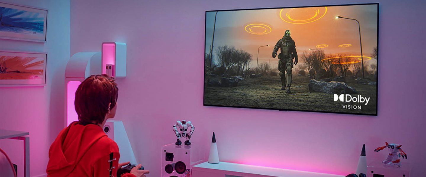 Press image of someone playing a video game on an LG TV