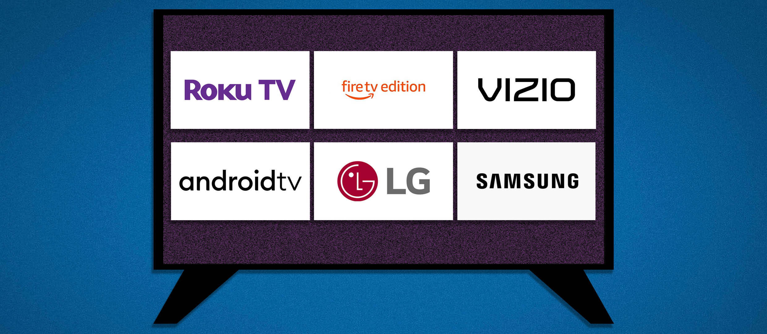 A graphic of a TV displaying serveral smart TV logos