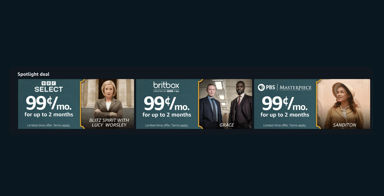 Get Select Amazon Prime Channels for 99 Cents Including Acorn TV, BritBox, and More