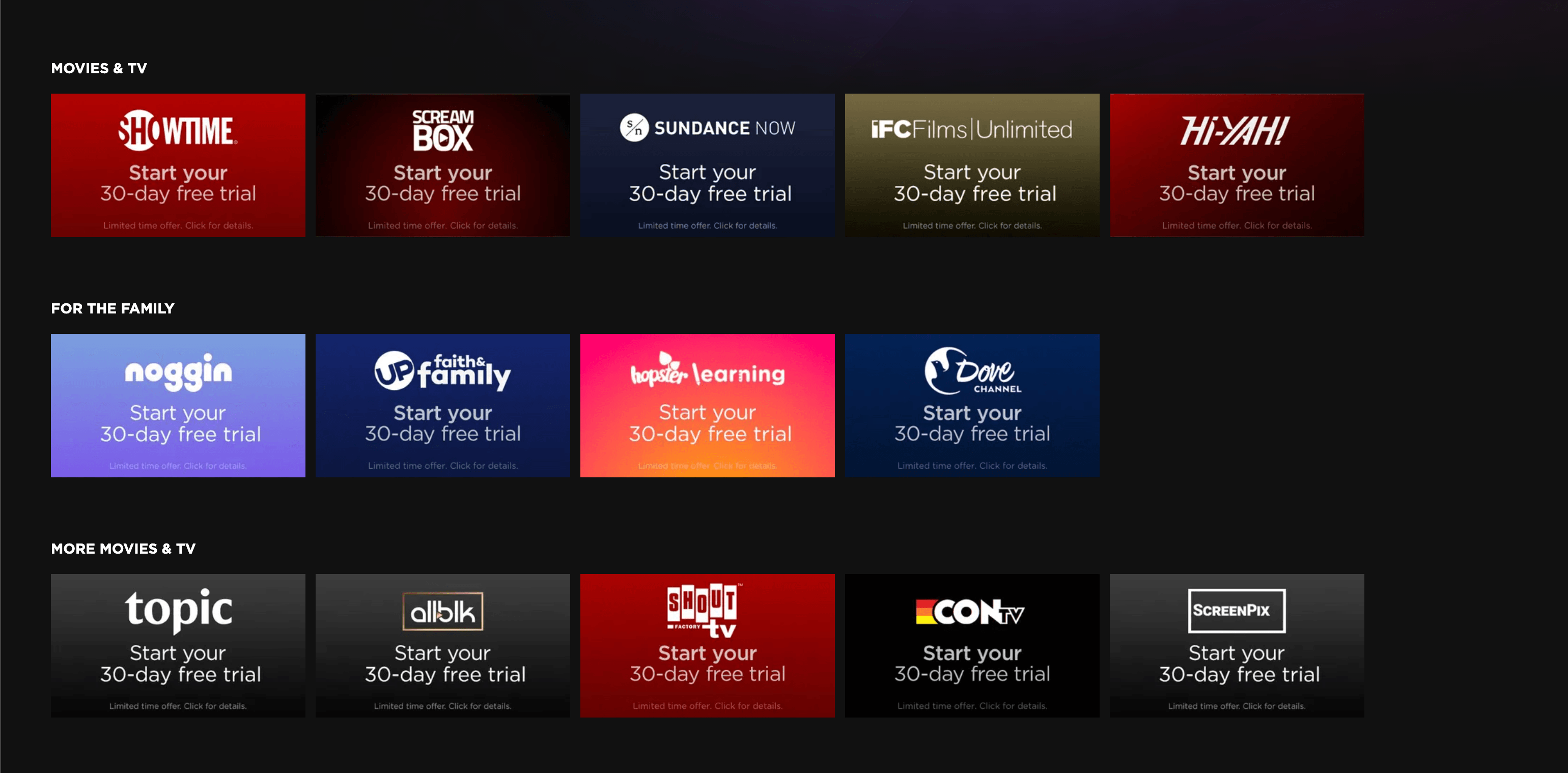Limited Time: The Roku Channel is Offering 30 Day Free Trials to 30+ Premium Channels