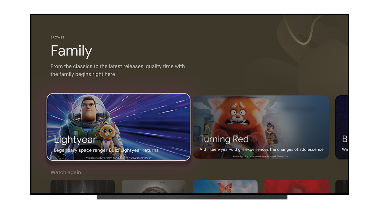 Image of the new Google TV UI.