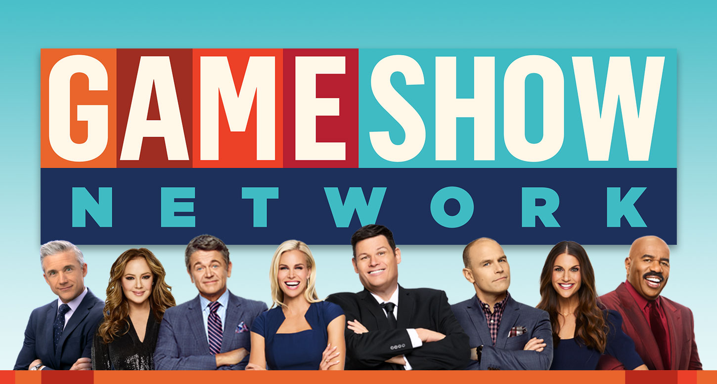 Image of game show network logo and hosts.